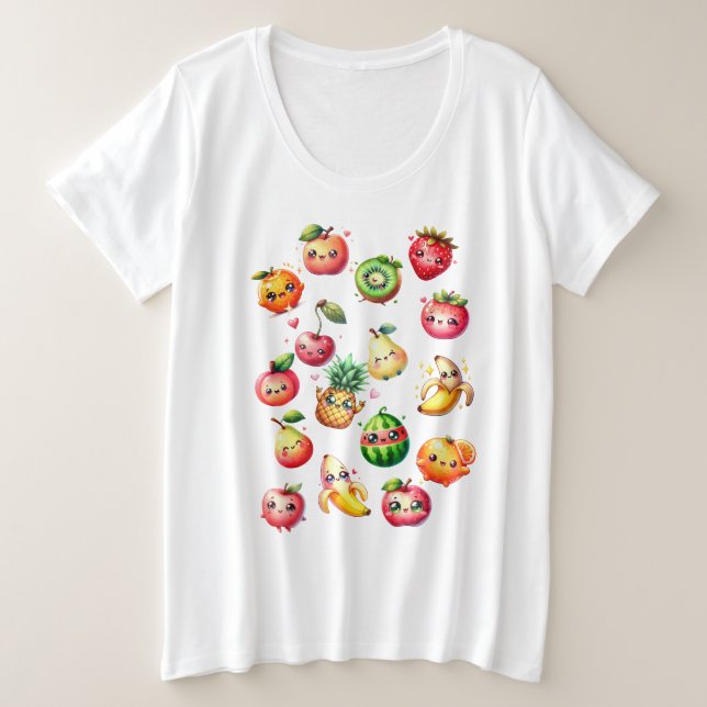 Camiseta Plus Size Fruit Salad (Frente do Design)