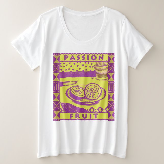 Camiseta Plus Size Fruta de Paixão (Frente do Design)