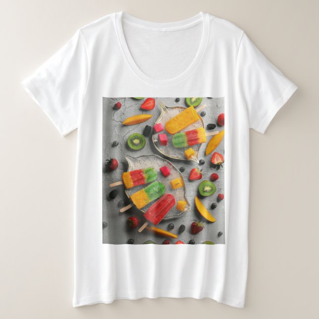 Camiseta Plus Size Frutas E Legumes (Frente do Design)