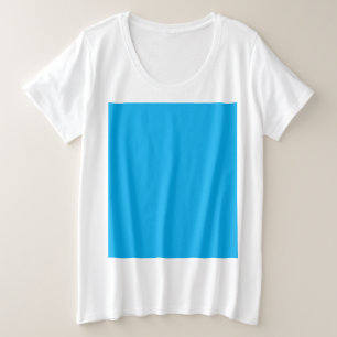 Camiseta Plus Size Fundo Azul Ciano Sólido   Estilo Minimalista de Ve