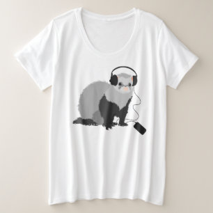 Camiseta Plus Size Funny Ferret Music Lover
