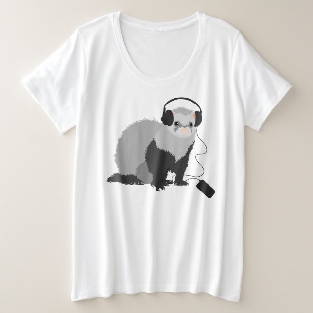 Camiseta Plus Size Funny Ferret Music Lover (Frente do Design)