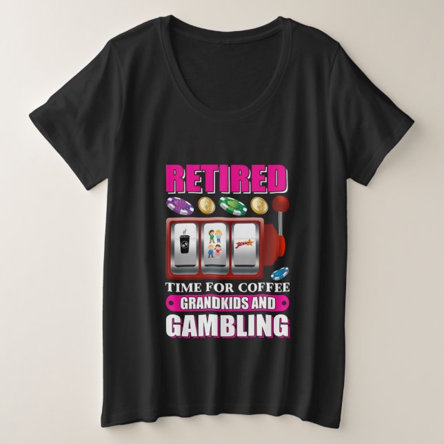 Camiseta Plus Size Funny Grandkids retired word art gambling (Frente do Design)