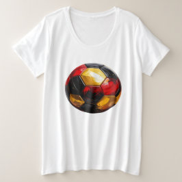 Camiseta Plus Size Fußball schwarz rot gold, Name in Flagge