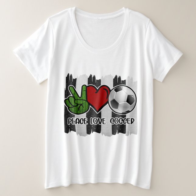 Camiseta Plus Size Futebol Peace and Love (Frente do Design)
