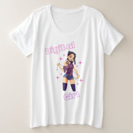 Camiseta Plus Size garota digital com estrelas