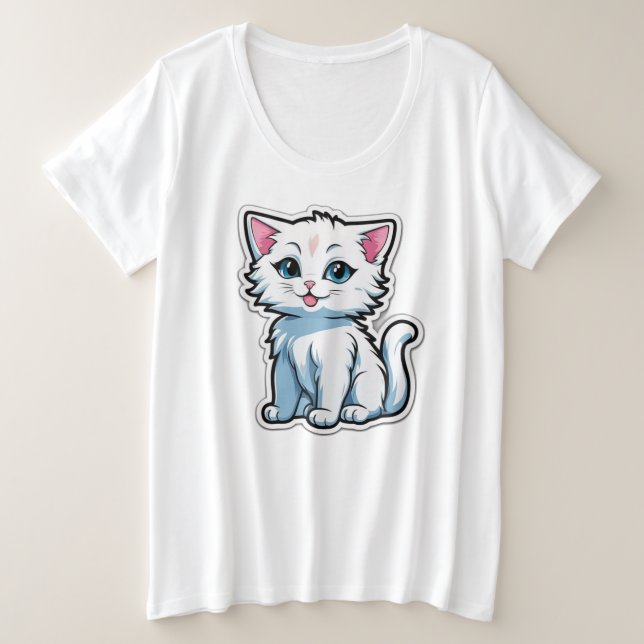 Camiseta Plus Size gatinho fofo (Frente do Design)