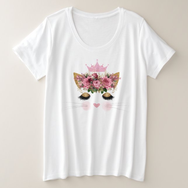 Camiseta Plus Size Gatinho Queen T-Shirt (Frente do Design)