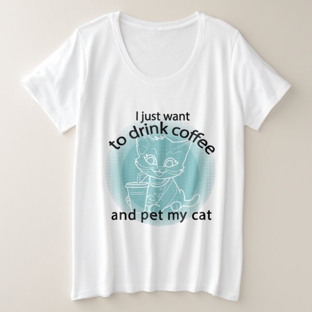 Camiseta Plus Size Gato adorável (Frente do Design)
