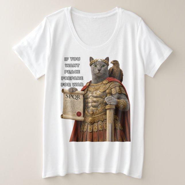 Camiseta Plus Size Gato Azul Russo César (Frente do Design)