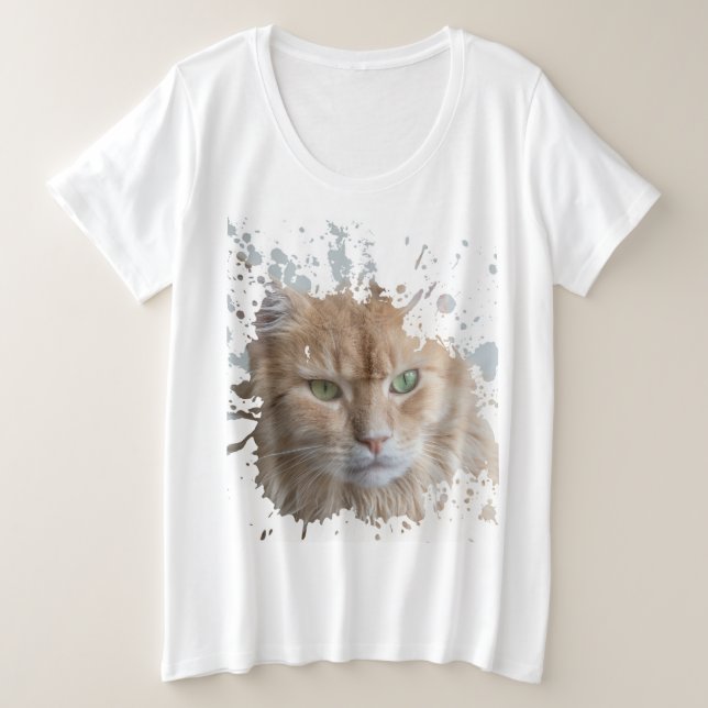 Camiseta Plus Size Gato Bonito (Frente do Design)