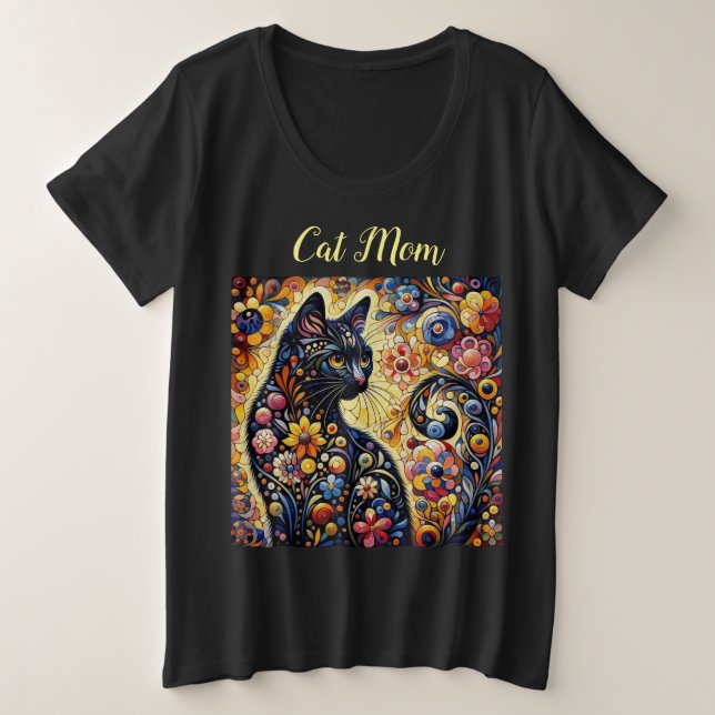 Camiseta Plus Size Gato branco preto gesso Gatinho amarelo azul (Frente do Design)