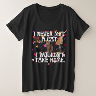 Camiseta Plus Size Gato de Cuta Personalizado
