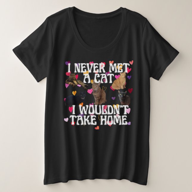 Camiseta Plus Size Gato de Cuta Personalizado (Frente do Design)