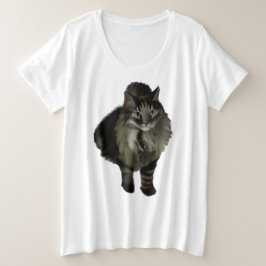 Camiseta Plus Size Gato de Maine Maine do tamanho mais feminino