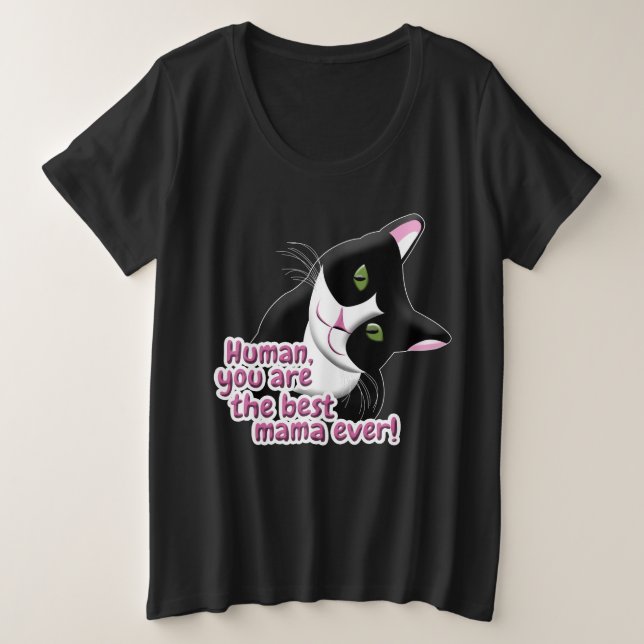 Camiseta Plus Size Gato dia de as mães (Frente do Design)