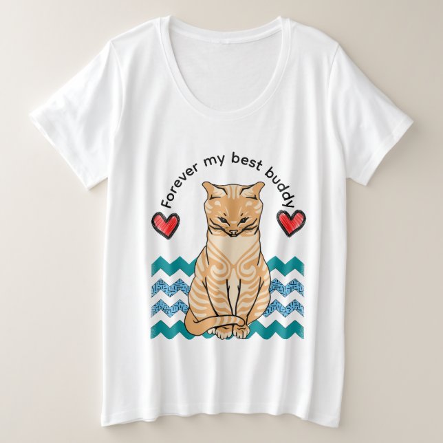 Camiseta Plus Size gato engraçado (Frente do Design)