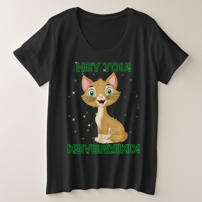 Camiseta Plus Size Gato Engraçado (Frente do Design)