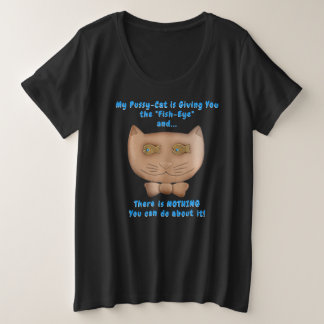 Camiseta Plus Size Gato Engraçado Dando O Olho De Peixe Personalizado