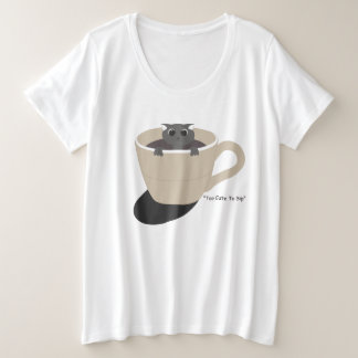 Camiseta Plus Size gato giro numa xícara