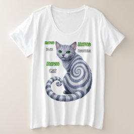 Camiseta Plus Size Gato Hipno Azul Russo