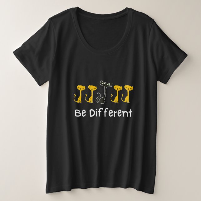 Camiseta Plus Size Gato Lover Seja Diferente (Frente do Design)