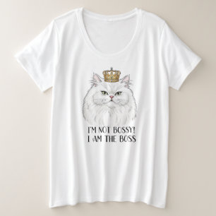 Camiseta Plus Size Gato Pérsico Branco Fluffy Com Cotação Engraçada D