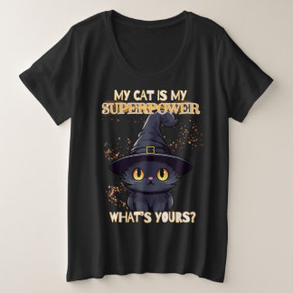 Camiseta Plus Size Gato Preto Cinto