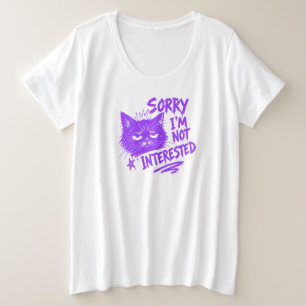Camiseta Plus Size Gato Roxo Mal-Humorado Divertido Desculpe Não Esto