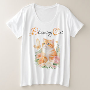 Camiseta Plus Size Gato Sangrento: Laranja e Brancos