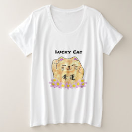 Camiseta Plus Size Gato Sortudo (Maneki Neko)