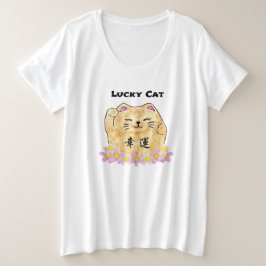 Camiseta Plus Size Gato Sortudo (Maneki Neko)