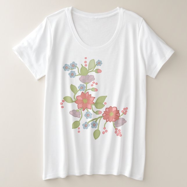 Camiseta Plus Size Gavinha de flor (Frente do Design)