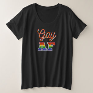 Camiseta Plus Size Gay AF Laranja Arco-íris Brilho