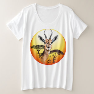 Camiseta Plus Size Gazelle African Antelope Wild Animal