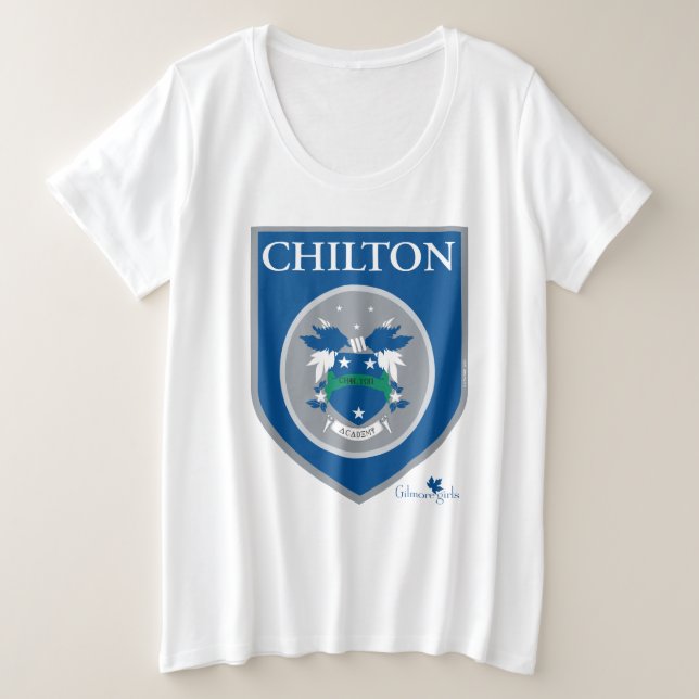 Camiseta Plus Size Gilmore Girls | Crachá da Academia Chilton (Frente do Design)