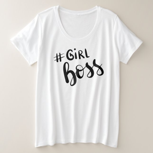 Camiseta Plus Size #Girl Boss Sassy Women's (Frente do Design)