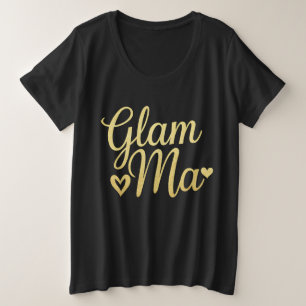 Camiseta Plus Size Glam Mãe Coração Dourado Mamãe Avó Dia das Mães