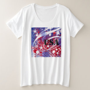 Camiseta Plus Size Glória Vermelha, Branca e Azul Personalizada