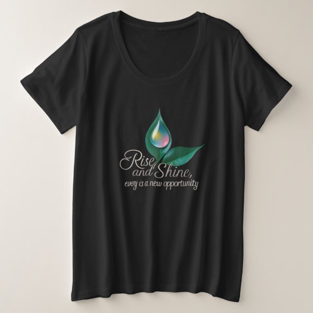 Camiseta Plus Size Glow Within – Rise and Shine Gracefully (Frente do Design)