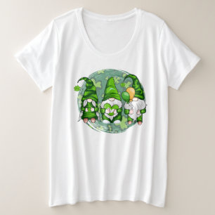 Camiseta Plus Size Gnomos do Dia de São Patrício Gnomos Shamrock-5498