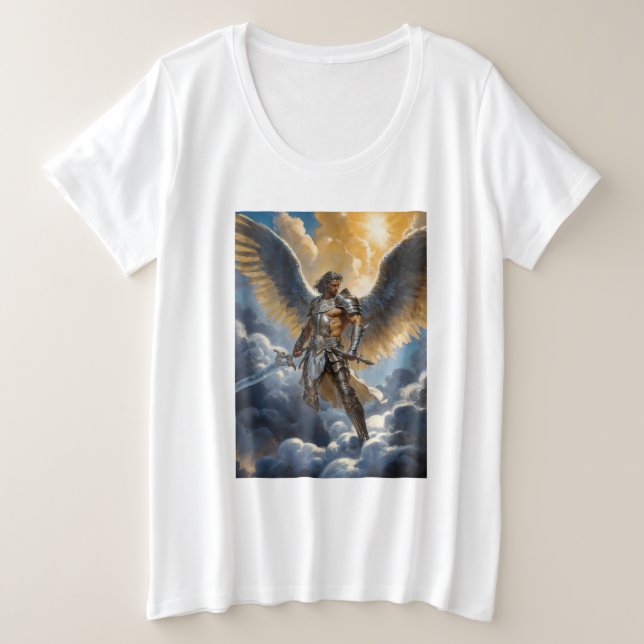 Camiseta Plus Size Golden Warrior of Heaven Archangel Michael (Frente do Design)