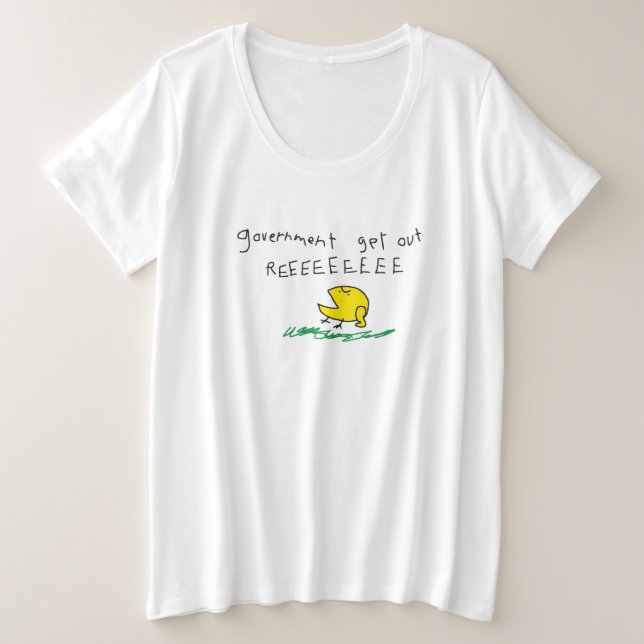 Camiseta Plus Size Governo sair do sinalizador REE SNEKRIGHT Gadsden (Frente do Design)