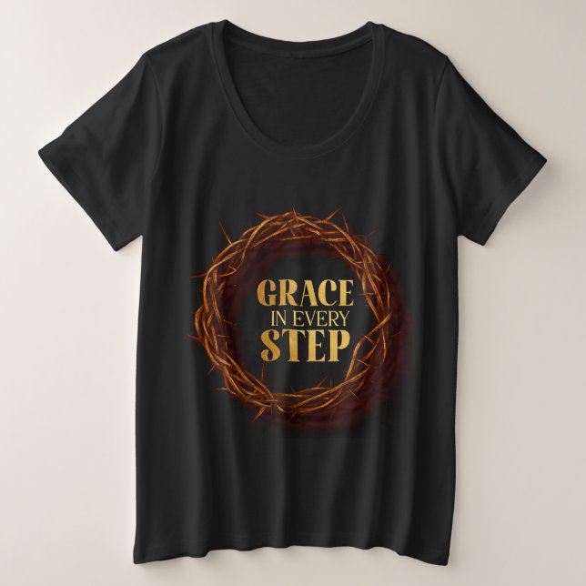 Camiseta Plus Size Graça em Cada Passo (Frente do Design)