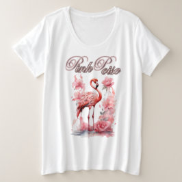 Camiseta Plus Size Graceful Flamingo Walk | Pétalas e Arte Rosa