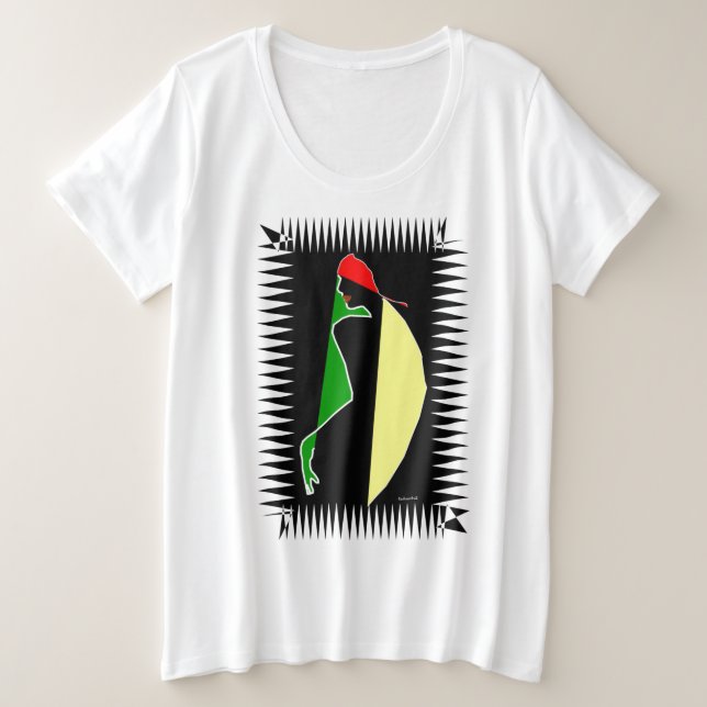 Camiseta Plus Size Gráfico Cultural Ousado (Frente do Design)