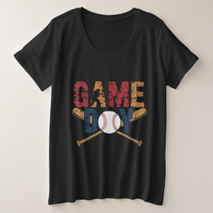 Camiseta Plus Size Gráfico de Baseball no Dia do Jogo