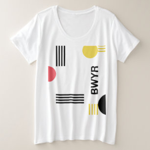 Camiseta Plus Size Gráficos modernos e urbanos com tipografia e forma