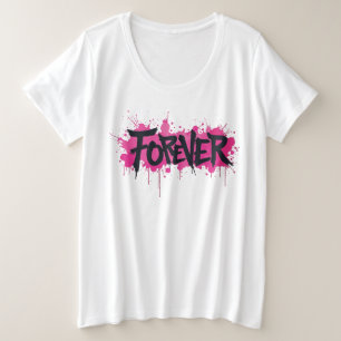 Camiseta Plus Size Grafite rosa quente "FOREVER"