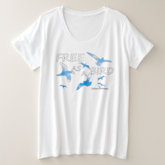 Camiseta Plus Size Gratuito como Pássaro 2 (Frente do Design)